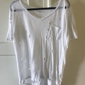 Anine Bing Distressed White T-shirt